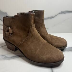 Teva Women's Brown Leather Foxy Ankle Boot Sz 7 Western Boho Festival Side Zip